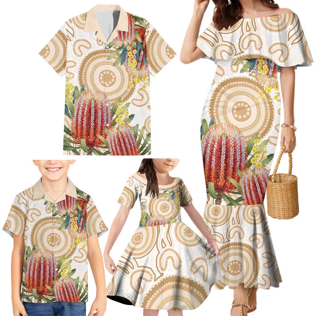 Australia Banksia Family Matching Mermaid Dress and Hawaiian Shirt Aussie Native Flowers Indigenous Art - Aussie Hoodie