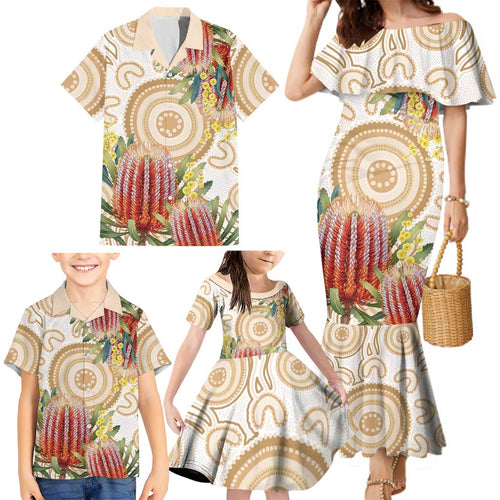 Australia Banksia Family Matching Mermaid Dress and Hawaiian Shirt Aussie Native Flowers Indigenous Art - Aussie Hoodie