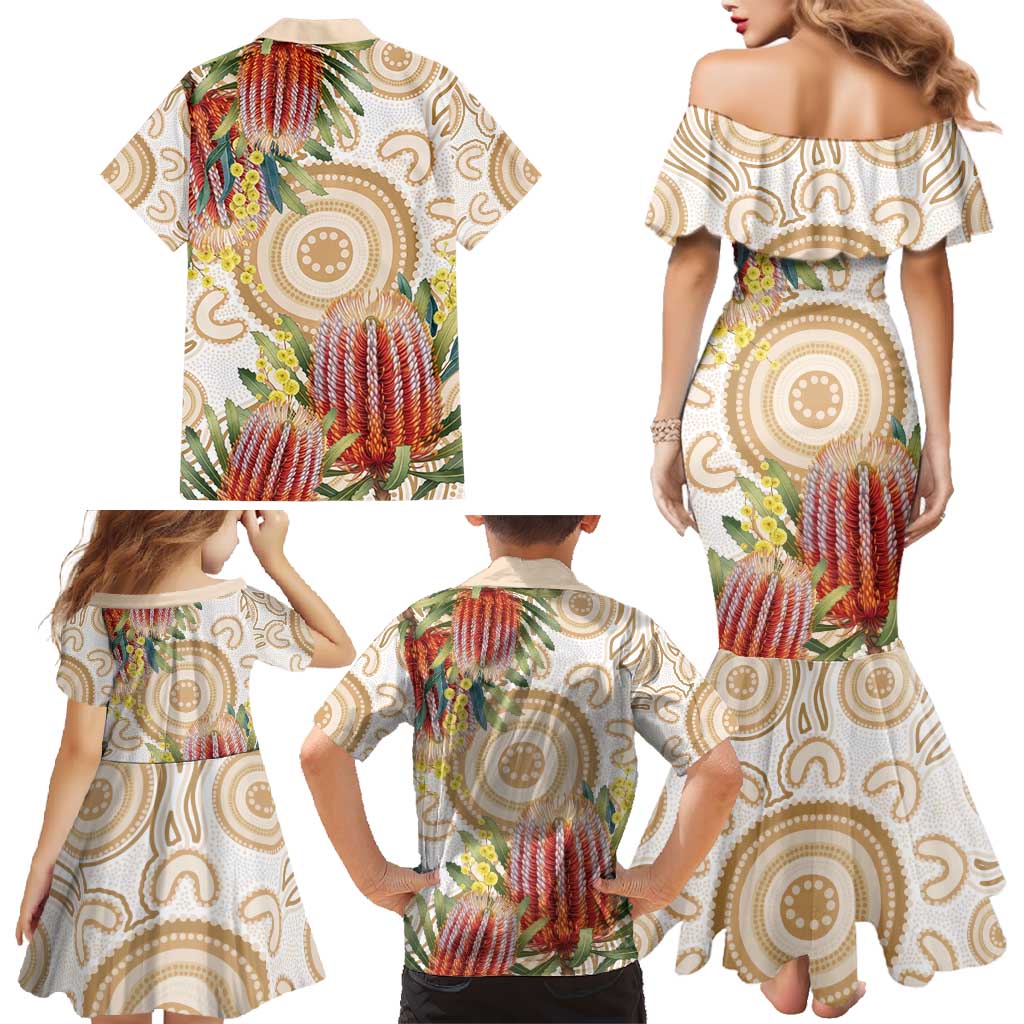 Australia Banksia Family Matching Mermaid Dress and Hawaiian Shirt Aussie Native Flowers Indigenous Art - Aussie Hoodie