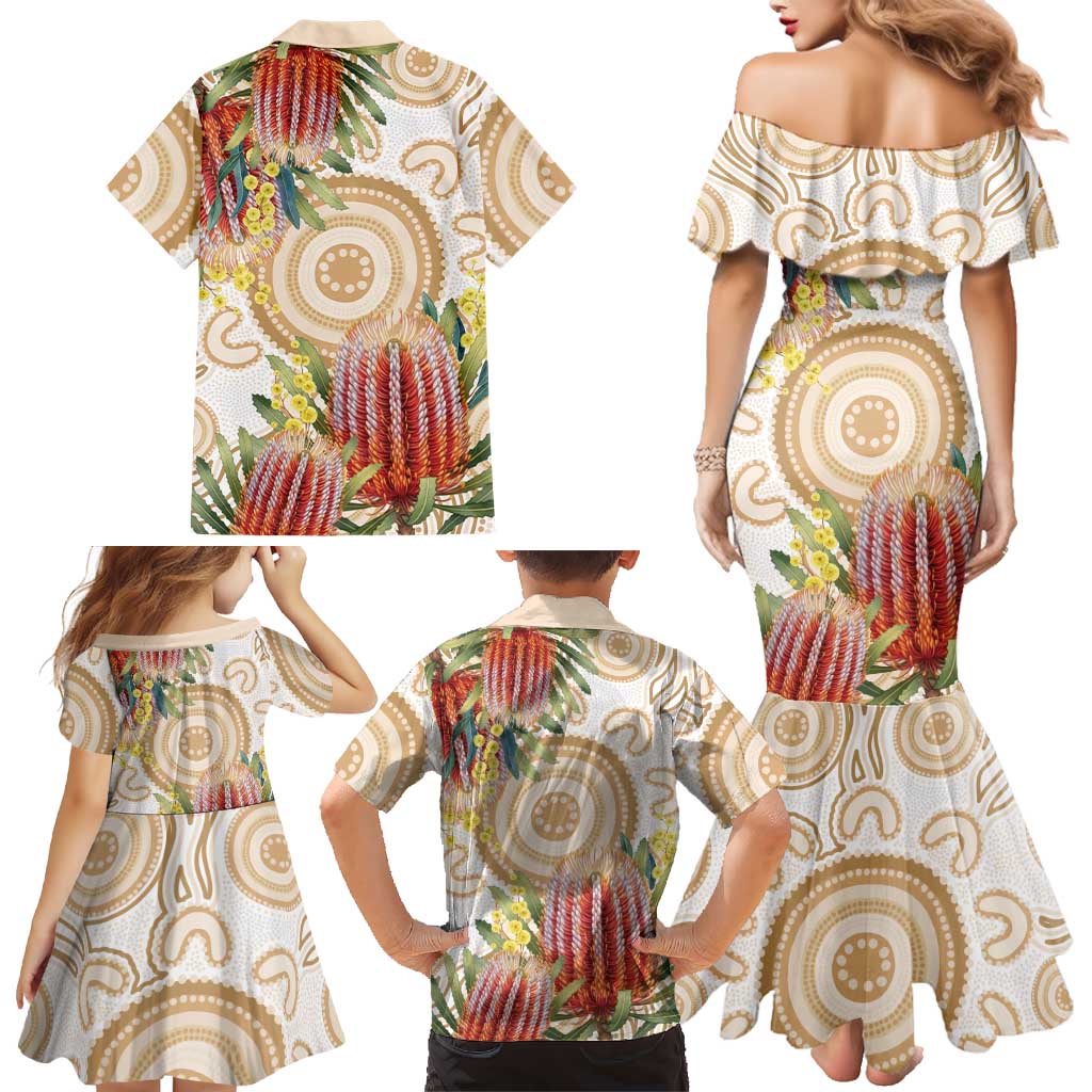 Australia Banksia Family Matching Mermaid Dress and Hawaiian Shirt Aussie Native Flowers Indigenous Art - Aussie Hoodie