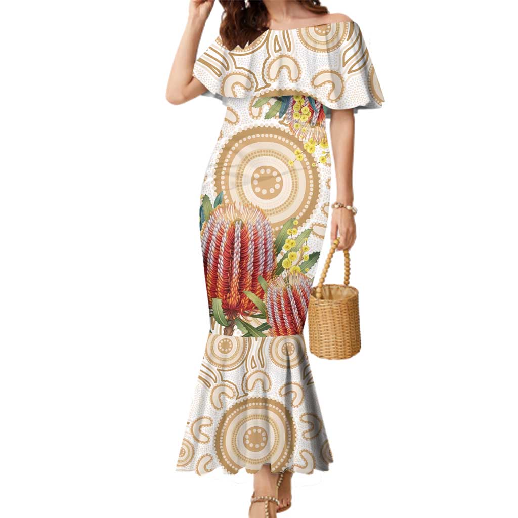 Australia Banksia Family Matching Mermaid Dress and Hawaiian Shirt Aussie Native Flowers Indigenous Art - Aussie Hoodie