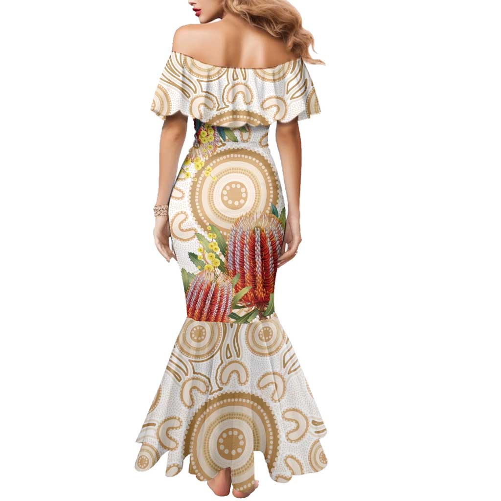 Australia Banksia Family Matching Mermaid Dress and Hawaiian Shirt Aussie Native Flowers Indigenous Art - Aussie Hoodie