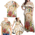 Australia Banksia Family Matching Off Shoulder Maxi Dress and Hawaiian Shirt Aussie Native Flowers Indigenous Art - Aussie Hoodie