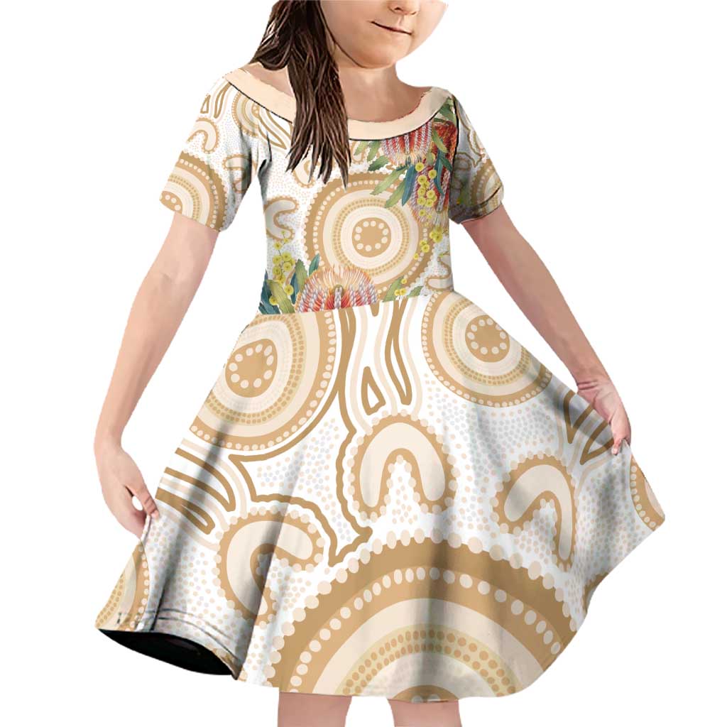 Australia Banksia Family Matching Off Shoulder Short Dress and Hawaiian Shirt Aussie Native Flowers Indigenous Art - Aussie Hoodie