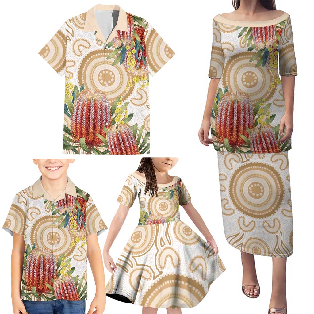 Australia Banksia Family Matching Puletasi and Hawaiian Shirt Aussie Native Flowers Indigenous Art - Aussie Hoodie