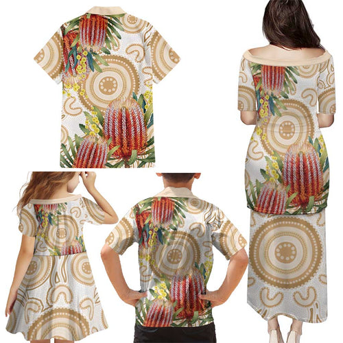 Australia Banksia Family Matching Puletasi and Hawaiian Shirt Aussie Native Flowers Indigenous Art - Aussie Hoodie