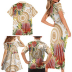 Australia Banksia Family Matching Short Sleeve Bodycon Dress and Hawaiian Shirt Aussie Native Flowers Indigenous Art - Aussie Hoodie