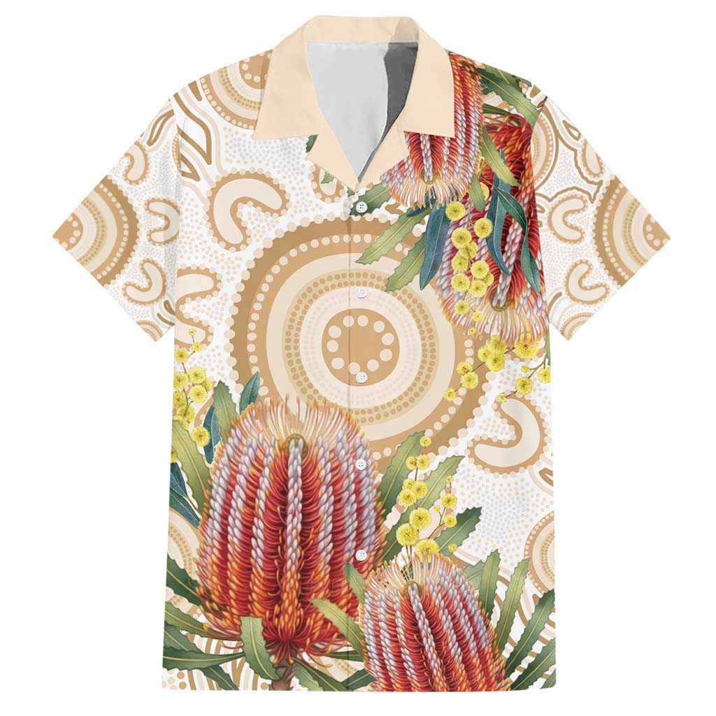 Australia Banksia Family Matching Short Sleeve Bodycon Dress and Hawaiian Shirt Aussie Native Flowers Indigenous Art - Aussie Hoodie