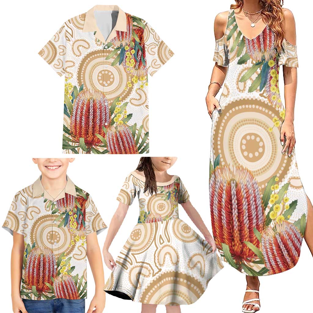 Australia Banksia Family Matching Summer Maxi Dress and Hawaiian Shirt Aussie Native Flowers Indigenous Art - Aussie Hoodie