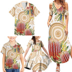 Australia Banksia Family Matching Summer Maxi Dress and Hawaiian Shirt Aussie Native Flowers Indigenous Art - Aussie Hoodie