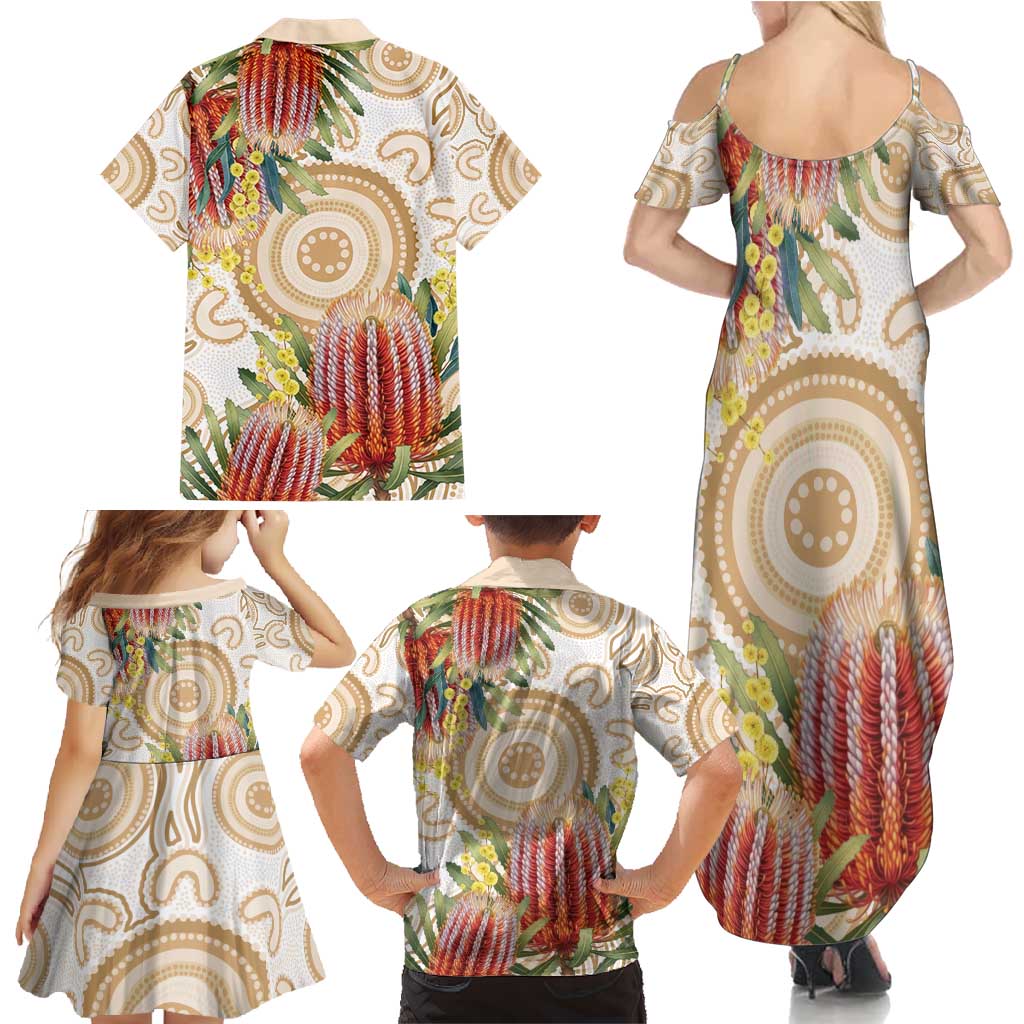 Australia Banksia Family Matching Summer Maxi Dress and Hawaiian Shirt Aussie Native Flowers Indigenous Art - Aussie Hoodie