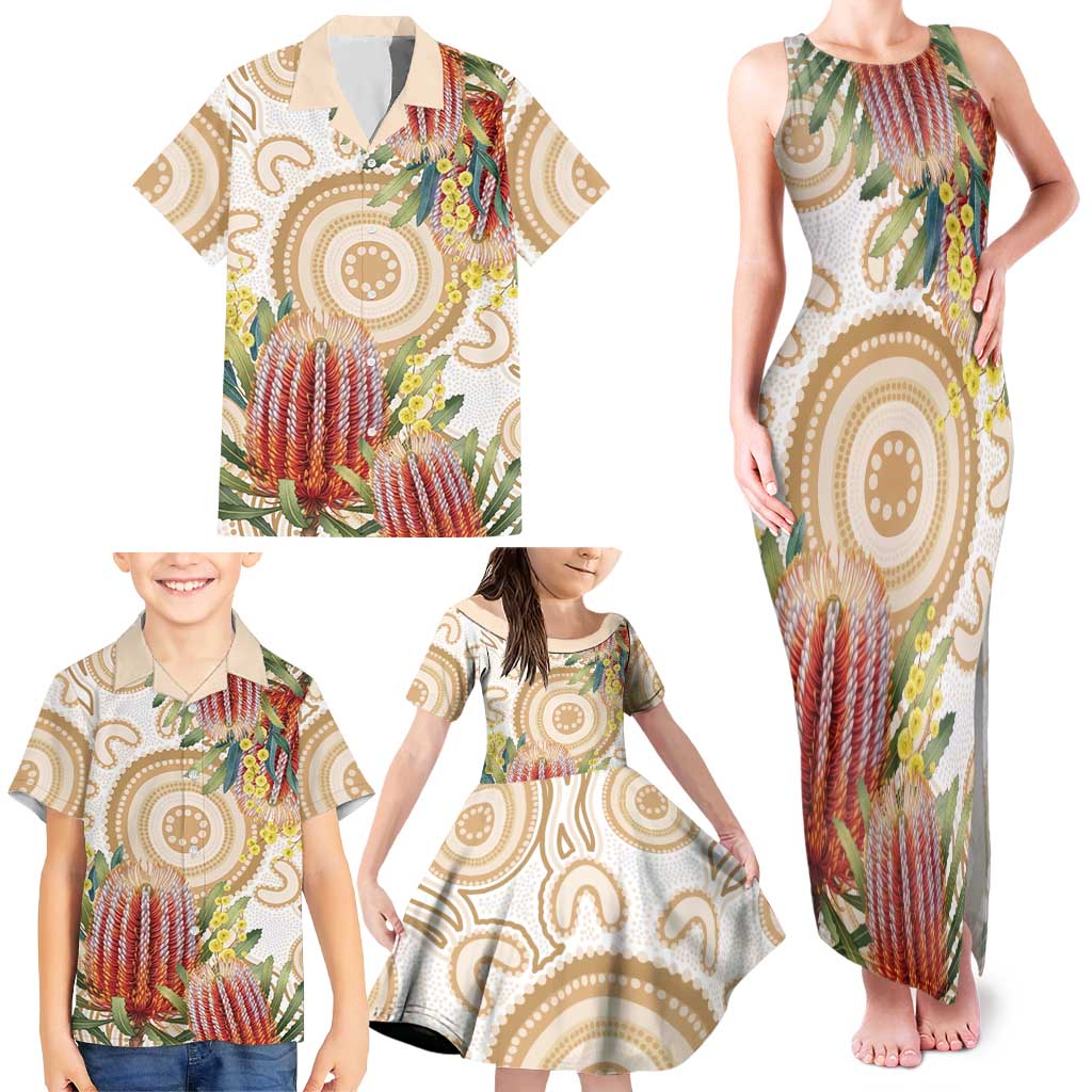 Australia Banksia Family Matching Tank Maxi Dress and Hawaiian Shirt Aussie Native Flowers Indigenous Art - Aussie Hoodie