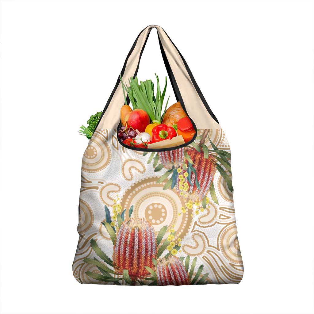 Australia Banksia Grocery Bag Aussie Native Flowers Indigenous Art - Aussie Hoodie
