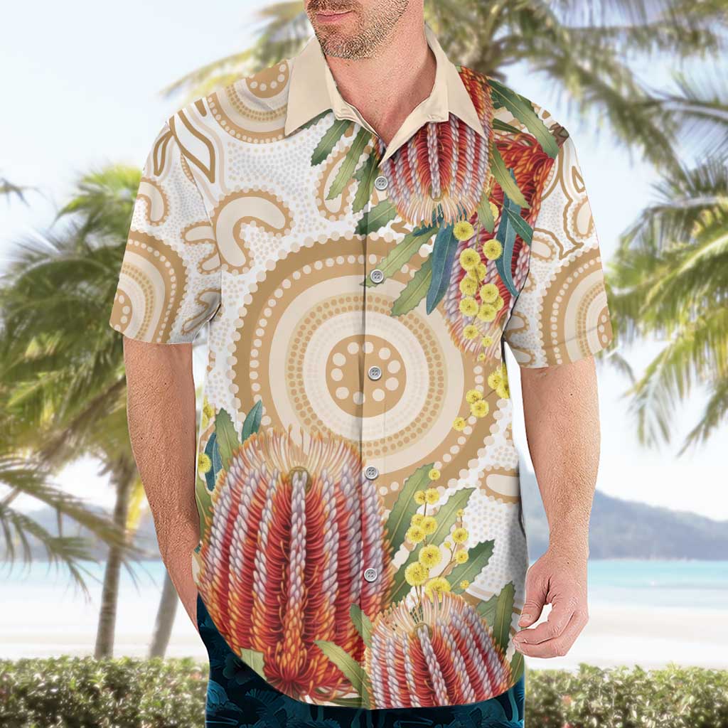 Australia Banksia Hawaiian Shirt Aussie Native Flowers Indigenous Art - Aussie Hoodie
