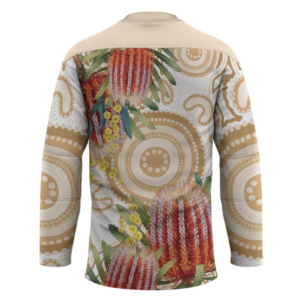 Australia Banksia Hockey Jersey Aussie Native Flowers Indigenous Art - Aussie Hoodie