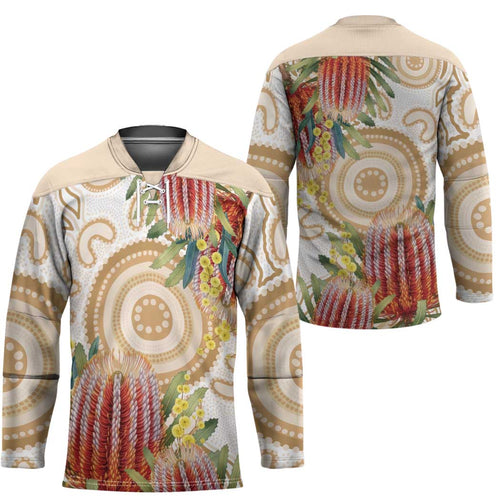 Australia Banksia Hockey Jersey Aussie Native Flowers Indigenous Art - Aussie Hoodie