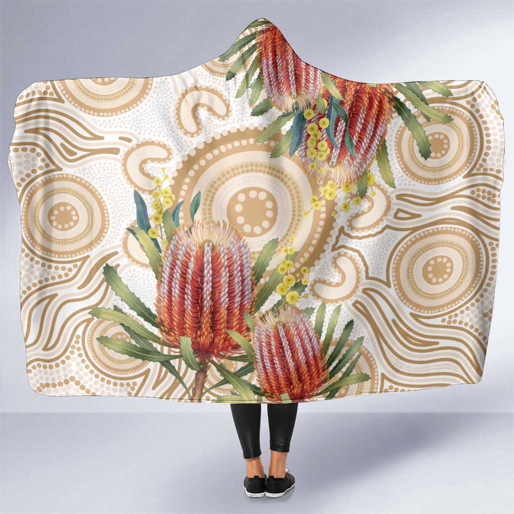 Australia Banksia Hooded Blanket Aussie Native Flowers Indigenous Art - Aussie Hoodie