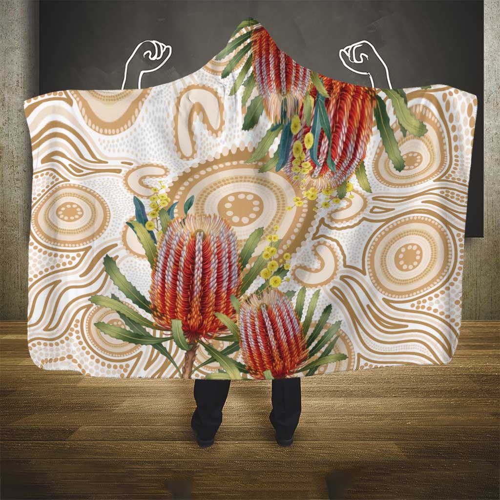 Australia Banksia Hooded Blanket Aussie Native Flowers Indigenous Art - Aussie Hoodie