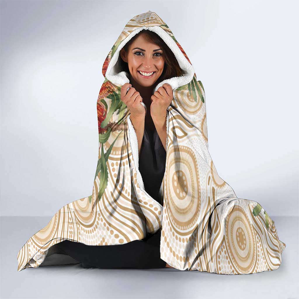 Australia Banksia Hooded Blanket Aussie Native Flowers Indigenous Art - Aussie Hoodie