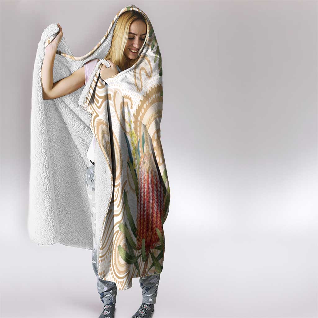 Australia Banksia Hooded Blanket Aussie Native Flowers Indigenous Art - Aussie Hoodie