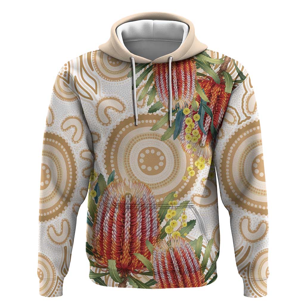 Australia Banksia Hoodie Aussie Native Flowers Indigenous Art - Aussie Hoodie
