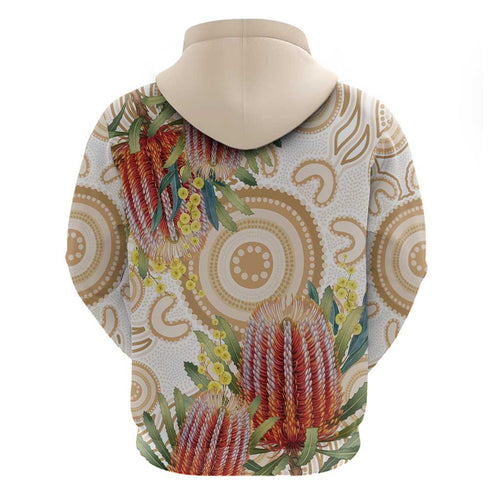 Australia Banksia Hoodie Aussie Native Flowers Indigenous Art - Aussie Hoodie