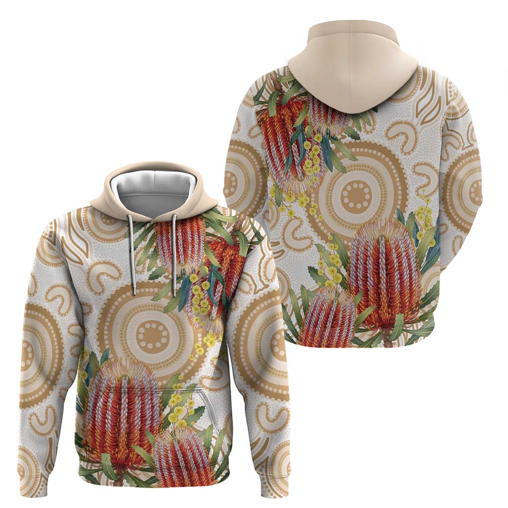 Australia Banksia Hoodie Aussie Native Flowers Indigenous Art - Aussie Hoodie