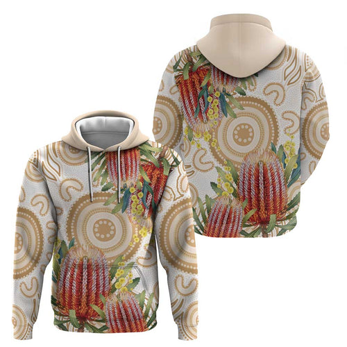 Australia Banksia Hoodie Aussie Native Flowers Indigenous Art - Aussie Hoodie