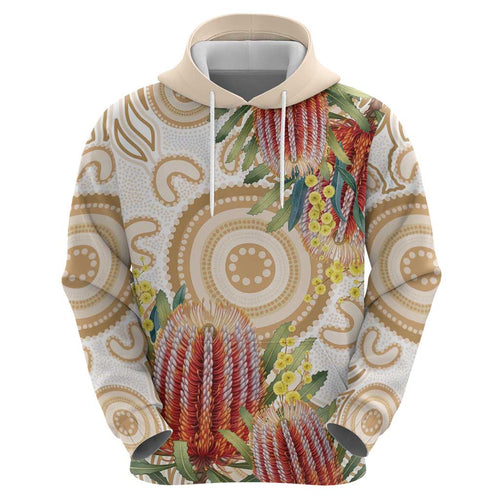 Australia Banksia Hoodie Aussie Native Flowers Indigenous Art - Aussie Hoodie