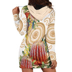 Australia Banksia Hoodie Dress Aussie Native Flowers Indigenous Art - Aussie Hoodie
