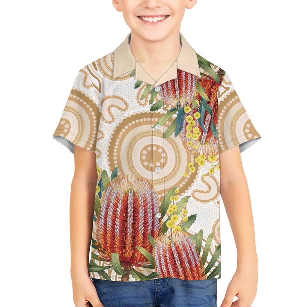 Australia Banksia Kid Hawaiian Shirt Aussie Native Flowers Indigenous Art - Aussie Hoodie