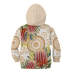 Australia Banksia Kid Hoodie Aussie Native Flowers Indigenous Art - Aussie Hoodie