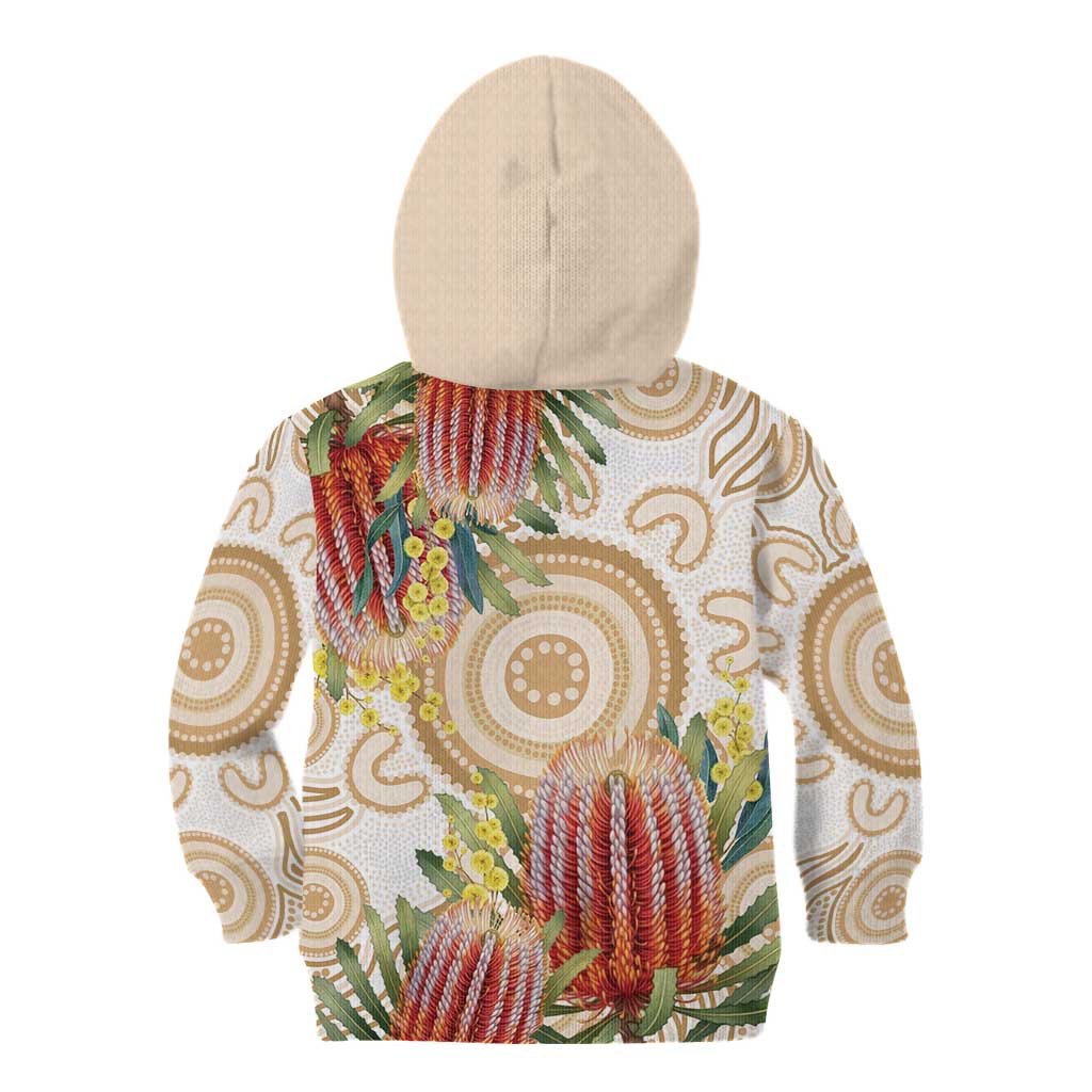 Australia Banksia Kid Hoodie Aussie Native Flowers Indigenous Art - Aussie Hoodie