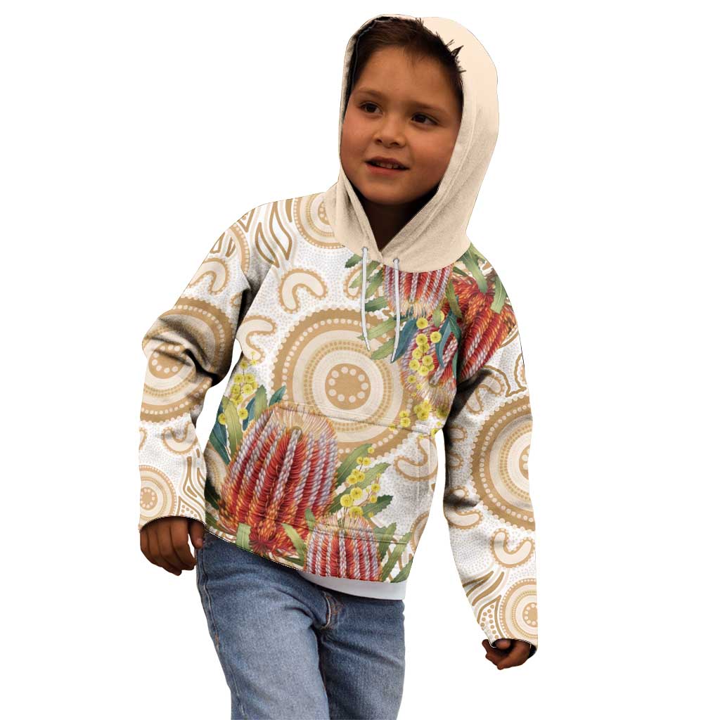 Australia Banksia Kid Hoodie Aussie Native Flowers Indigenous Art - Aussie Hoodie
