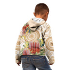 Australia Banksia Kid Hoodie Aussie Native Flowers Indigenous Art - Aussie Hoodie