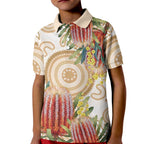 Australia Banksia Kid Polo Shirt Aussie Native Flowers Indigenous Art - Aussie Hoodie