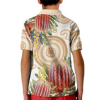 Australia Banksia Kid Polo Shirt Aussie Native Flowers Indigenous Art - Aussie Hoodie