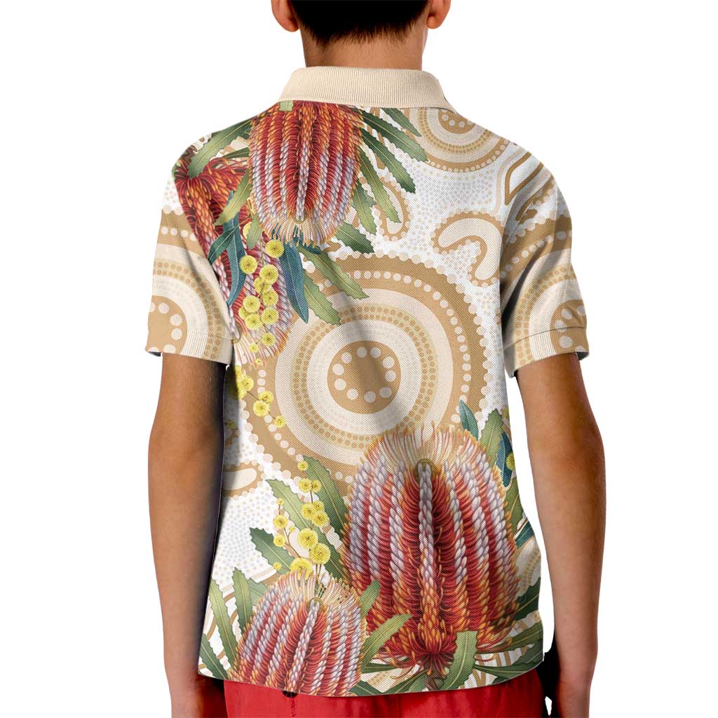 Australia Banksia Kid Polo Shirt Aussie Native Flowers Indigenous Art - Aussie Hoodie