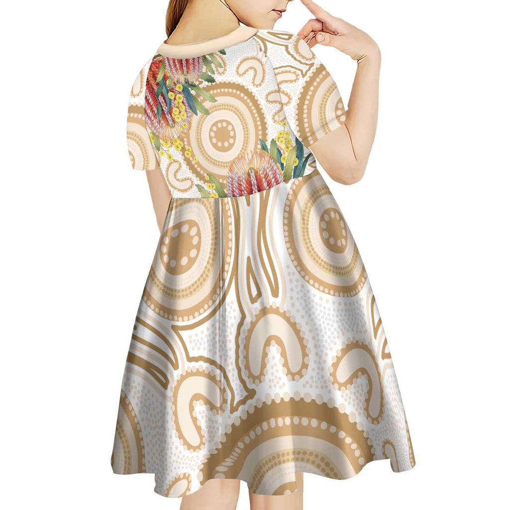 Australia Banksia Kid Short Sleeve Dress Aussie Native Flowers Indigenous Art - Aussie Hoodie