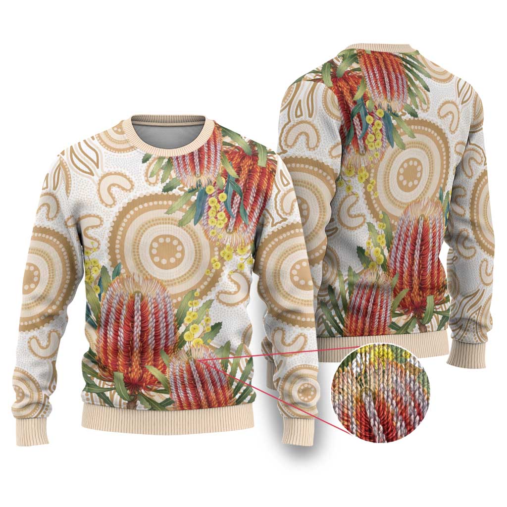 Australia Banksia Ugly Christmas Sweater Aussie Native Flowers Indigenous Art - Aussie Hoodie