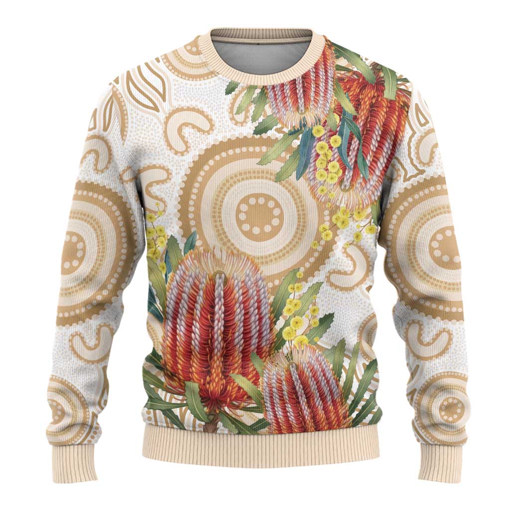Australia Banksia Ugly Christmas Sweater Aussie Native Flowers Indigenous Art - Aussie Hoodie
