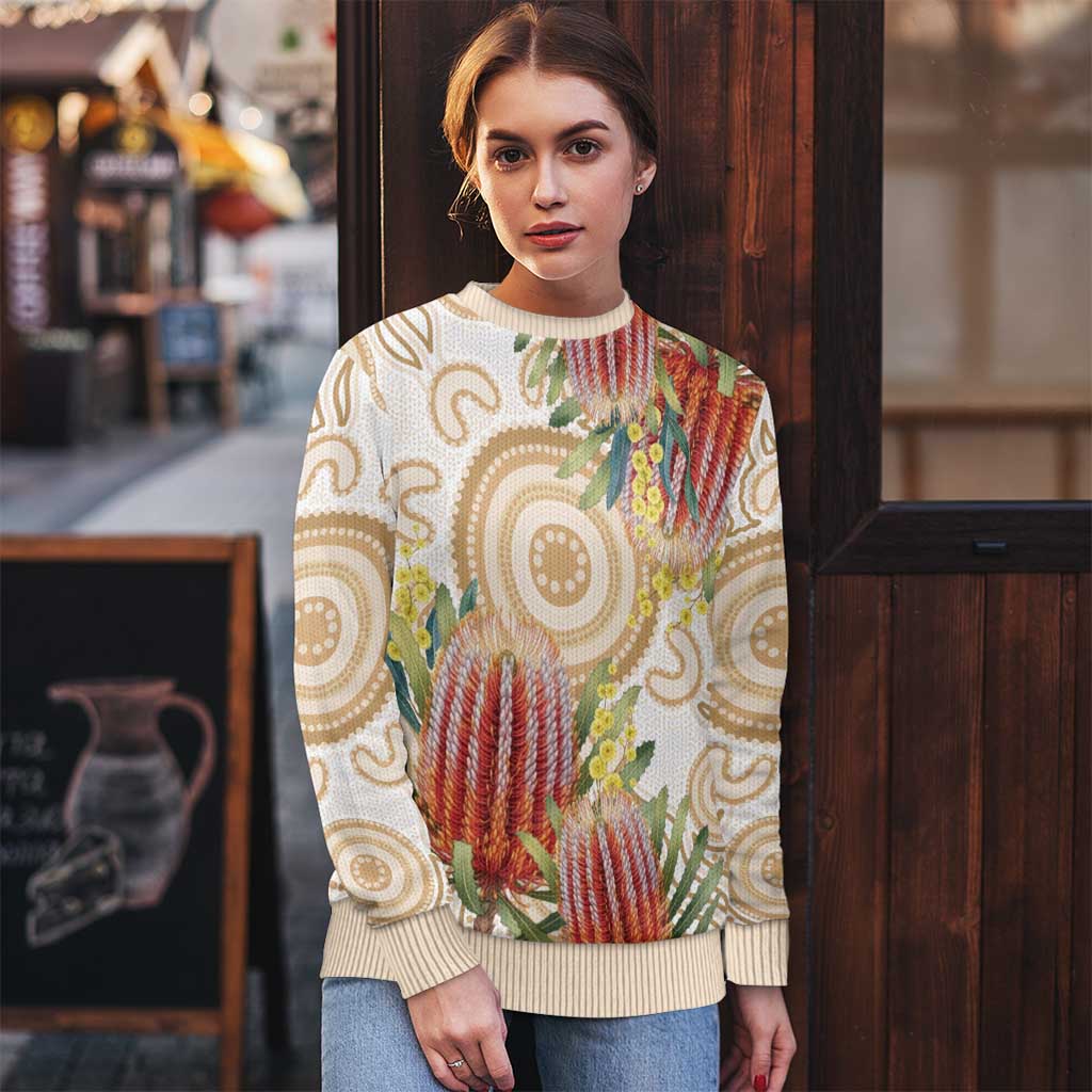 Australia Banksia Ugly Christmas Sweater Aussie Native Flowers Indigenous Art - Aussie Hoodie