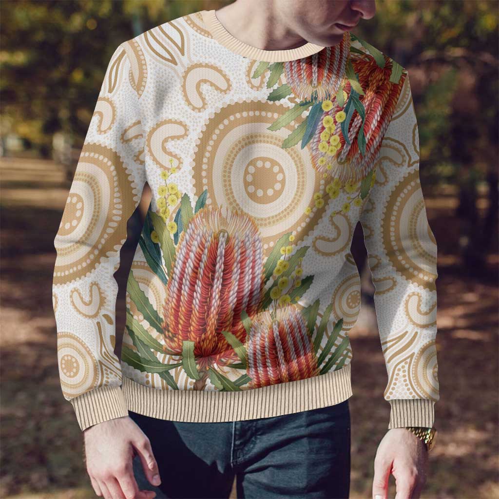 Australia Banksia Ugly Christmas Sweater Aussie Native Flowers Indigenous Art - Aussie Hoodie