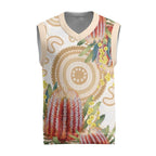 Australia Banksia Christmas Knitted V-Neck Vest Aussie Native Flowers Indigenous Art - Aussie Hoodie