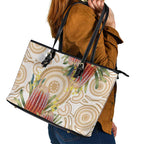 Australia Banksia Leather Tote Bag Aussie Native Flowers Indigenous Art - Aussie Hoodie