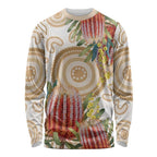 Australia Banksia Long Sleeve Shirt Aussie Native Flowers Indigenous Art - Aussie Hoodie