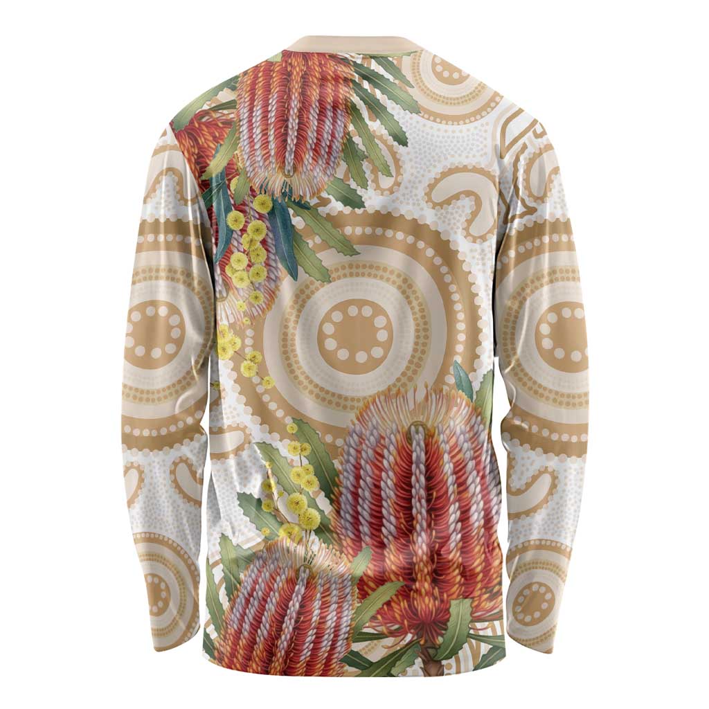 Australia Banksia Long Sleeve Shirt Aussie Native Flowers Indigenous Art - Aussie Hoodie