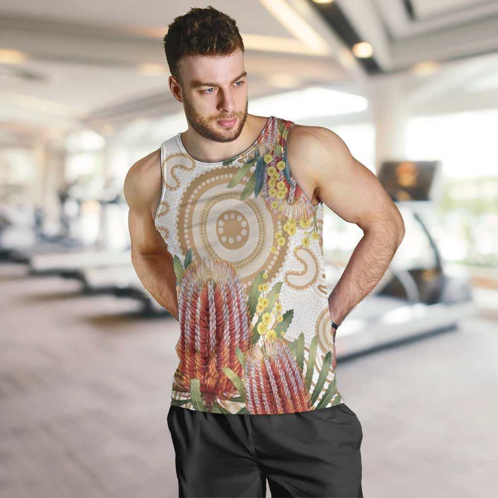 Australia Banksia Men Tank Top Aussie Native Flowers Indigenous Art - Aussie Hoodie