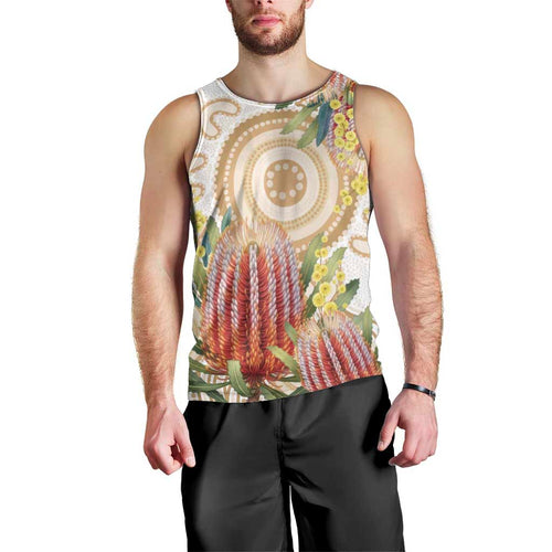 Australia Banksia Men Tank Top Aussie Native Flowers Indigenous Art - Aussie Hoodie