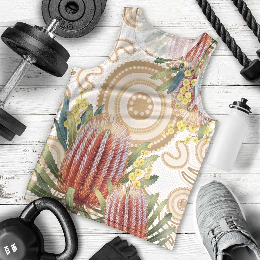 Australia Banksia Men Tank Top Aussie Native Flowers Indigenous Art - Aussie Hoodie